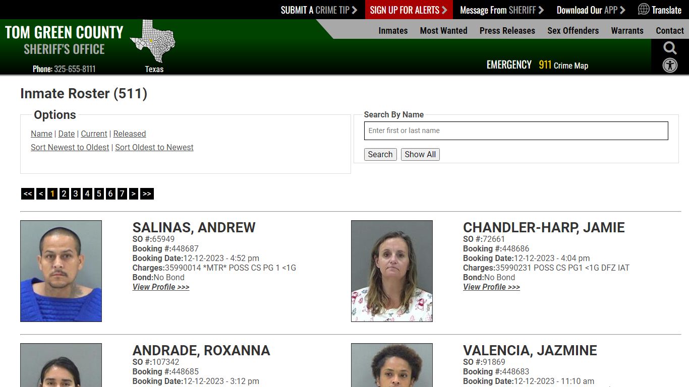 Inmate Roster - Current Inmates Booking Date Descending - Tom Green ...