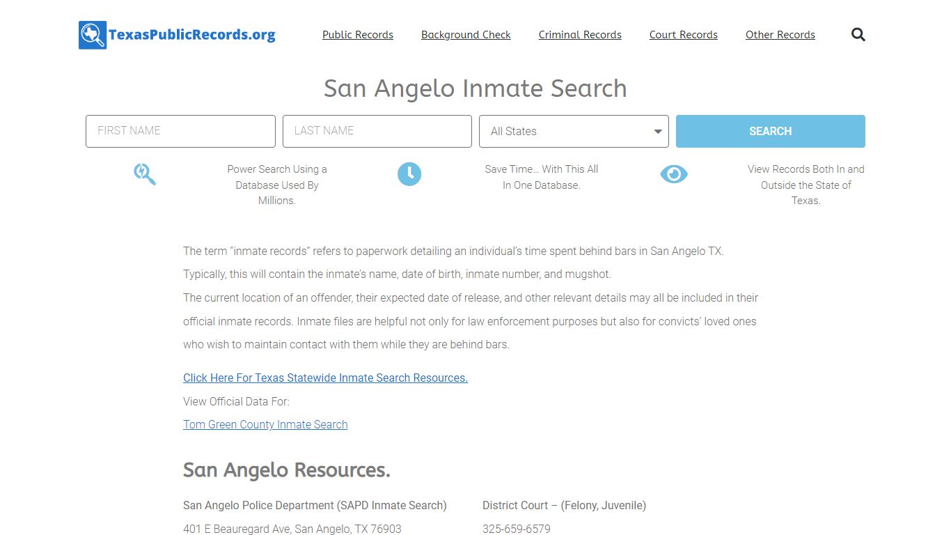 San Angelo Inmate Search - SAPD Current & Past Jail Records